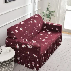 Floral Printed Sofa Cover Stretch Slipcovers with Skirt,Soft Durable Couch Cover 1 Piece Spandex Fabric Washable Furniture Protector fit Armchair Seat/Loveseat/Sofa/XL Sofa/L Shape Sofa