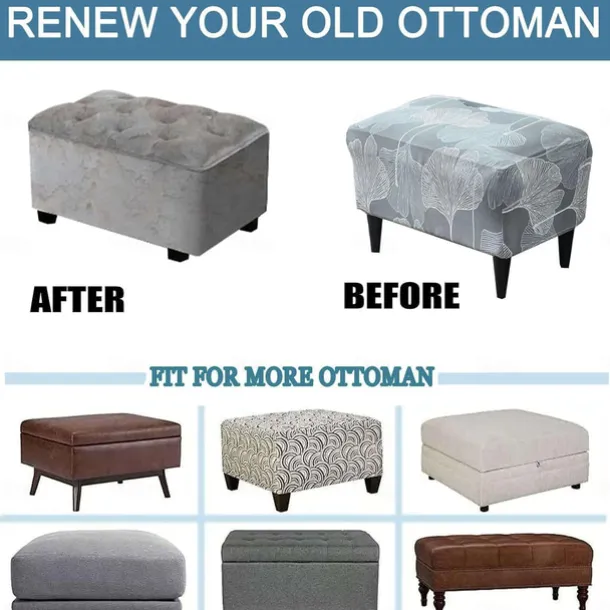 Floral Printed Stretch Ottoman Cover Spandex Elastic Stretch Rectangle Folding Storage Covers Removable Footstool Protect Footrest Covers