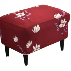 Floral Printed Stretch Ottoman Cover Spandex Elastic Stretch Rectangle Folding Storage Covers Removable Footstool Protect Footrest Covers