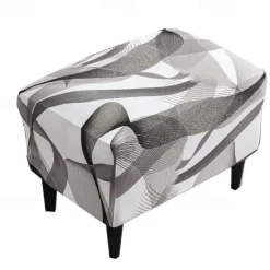 Floral Printed Stretch Ottoman Cover Spandex Elastic Stretch Rectangle Folding Storage Covers Removable Footstool Protect Footrest Covers