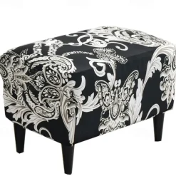 Floral Printed Stretch Ottoman Cover Spandex Elastic Stretch Rectangle Folding Storage Covers Removable Footstool Protect Footrest Covers