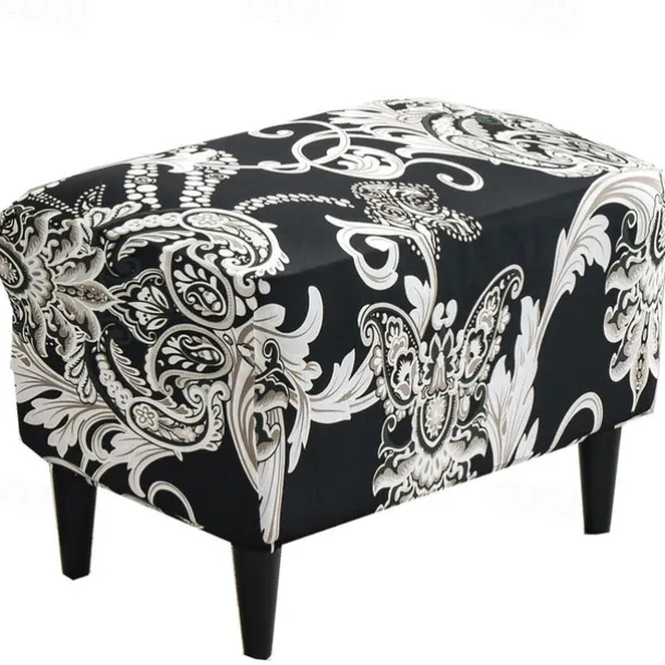 Floral Printed Stretch Ottoman Cover Spandex Elastic Stretch Rectangle Folding Storage Covers Removable Footstool Protect Footrest Covers
