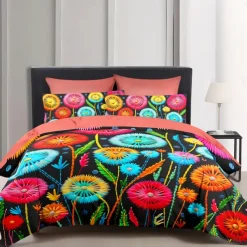 Floral Quilt Art Pattern Duvet Cover Set Comforter Set Soft 3-Piece Luxury Cotton Bedding Set Home Decor Gift King Queen Full Size