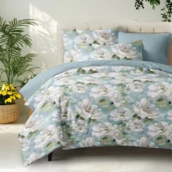 Floral Romantic Duvet Cover Full Size Bedding Set Bed Sets Quilt Cover Soft Lightweight Comforter Cover with 2 Pillowcases for Summer Spring