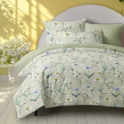 Floral Romantic Duvet Cover Full Size Bedding Set Bed Sets Quilt Cover Soft Lightweight Comforter Cover with 2 Pillowcases for Summer Spring