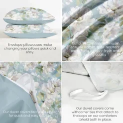 Floral Romantic Duvet Cover Full Size Bedding Set Bed Sets Quilt Cover Soft Lightweight Comforter Cover with 2 Pillowcases for Summer Spring