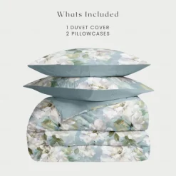 Floral Romantic Duvet Cover Full Size Bedding Set Bed Sets Quilt Cover Soft Lightweight Comforter Cover with 2 Pillowcases for Summer Spring