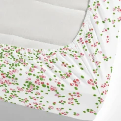 Floral Spring Fitted Sheet Set Ultra Soft Breathable 100% Cotton Silky Bed Sheets Deep Pocket Bedding Sheets 3 Piece Queen King Size