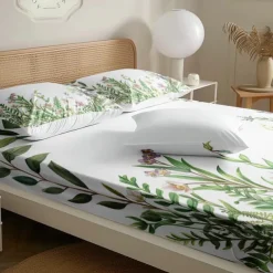 Floral Spring Pattern Fitted Sheet Set Ultra Soft Breathable Silky Bed Sheets Deep Pocket 100% Cotton Bedding Sheets 3 Piece Queen King Size