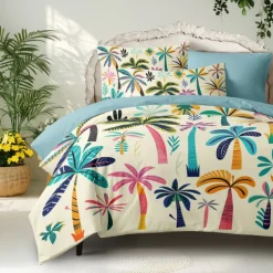 Floral Tropical Series Duvet Cover 3-Piece Set 100% Cotton Super Soft Skin Friendly Long Lasting
