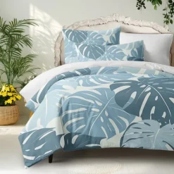 Floral Tropical Series Duvet Cover 3-Piece Set 100% Cotton Super Soft Skin Friendly Long Lasting