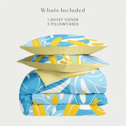 Floral Tropical Series Duvet Cover 3-Piece Set 100% Cotton Super Soft Skin Friendly Long Lasting