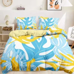 Floral Tropical Series Duvet Cover 3-Piece Set 100% Cotton Super Soft Skin Friendly Long Lasting