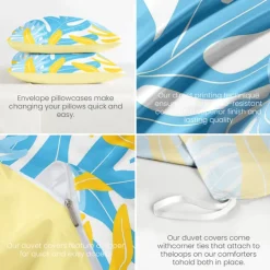 Floral Tropical Series Duvet Cover 3-Piece Set 100% Cotton Super Soft Skin Friendly Long Lasting