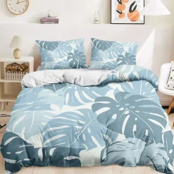 Floral Tropical Series Duvet Cover 3-Piece Set 100% Cotton Super Soft Skin Friendly Long Lasting