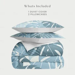 Floral Tropical Series Duvet Cover 3-Piece Set 100% Cotton Super Soft Skin Friendly Long Lasting