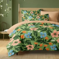 Floral Tropical Series Duvet Cover 3-Piece Set 100% Cotton or Polyester Super Soft Skin Friendly Long Lasting