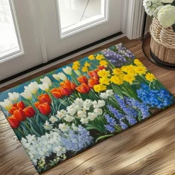 Floral Tulips Doormat Kitchen Mat Floor Mat Non-Slip Area Rug Oil Proof Rug Indoor Outdoor Mat Bedroom Decor Bathroom Mat Entrance Rug