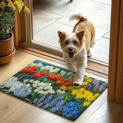 Floral Tulips Doormat Kitchen Mat Floor Mat Non-Slip Area Rug Oil Proof Rug Indoor Outdoor Mat Bedroom Decor Bathroom Mat Entrance Rug
