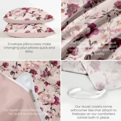 Floral Tulips Duvet Cover Set 100% Cotton Soft and Breathable Bedding Featuring Colorful Flowers Lightweight and Durable Quilt Cover Comfortable for All Seasons Easy to Care