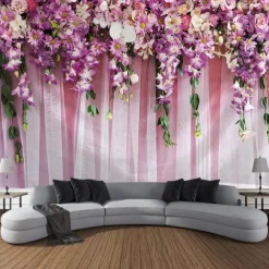 Floral Wall Tapestry Art Decor Wall Hanging Wedding Backdrop Curtain Home Bedroom Living Room Decoration