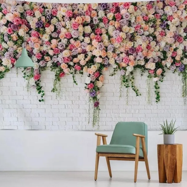 Floral Wall Tapestry Art Decor Wall Hanging Wedding Backdrop Curtain Home Bedroom Living Room Decoration