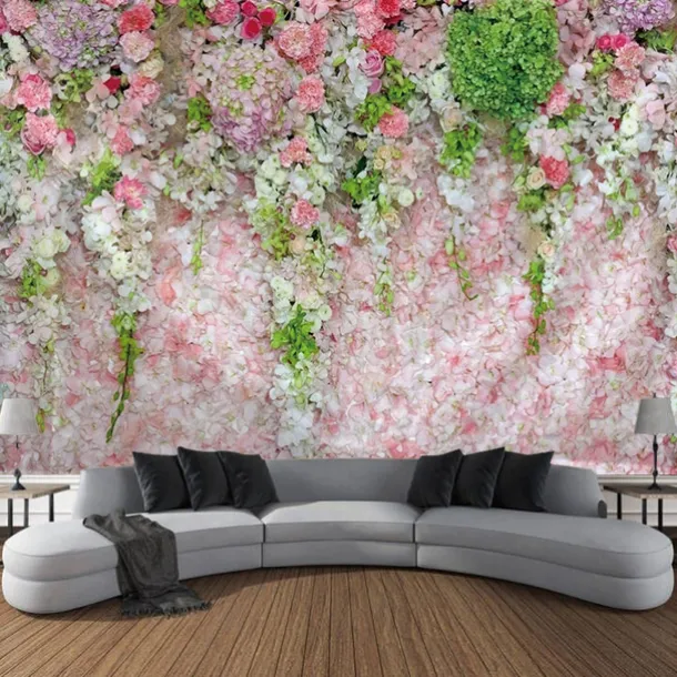 Floral Wall Tapestry Art Decor Wall Hanging Wedding Backdrop Curtain Home Bedroom Living Room Decoration