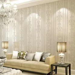 Floral Wallpaper Wall Covering Sticker Film Modern Water Ripple Floral non Woven Home Decor 53*1000cm/20.87''x 393.7''