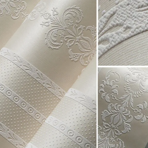 Floral Wallpaper Wall Covering Sticker Film Modern Water Ripple Floral non Woven Home Decor 53*1000cm/20.87''x 393.7''