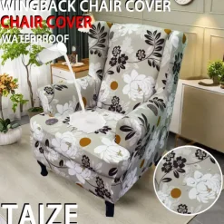 Floral Wingback Chair Cover Stretchy and Durable Slipcover with Elegant Floral Design Perfect for Protecting and Enhancing Your Wingback Chair Ideal for a Stylish and Cozy Living Room Decor