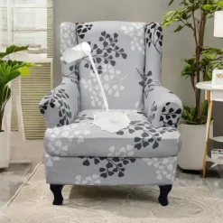 Floral Wingback Chair Cover Stretchy and Durable Slipcover with Elegant Floral Design Perfect for Protecting and Enhancing Your Wingback Chair Ideal for a Stylish and Cozy Living Room Decor