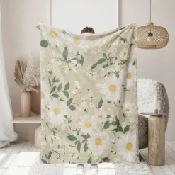Flower Blanket Soft and Cozy Throw Blanket Featuring Delicate Daisy Design Perfect for Adding Comfort and Charm to Your Bedroom or Living Room Decor