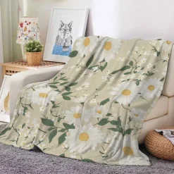 Flower Blanket Soft and Cozy Throw Blanket Featuring Delicate Daisy Design Perfect for Adding Comfort and Charm to Your Bedroom or Living Room Decor