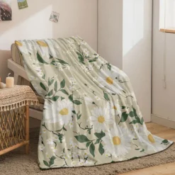 Flower Blanket Soft and Cozy Throw Blanket Featuring Delicate Daisy Design Perfect for Adding Comfort and Charm to Your Bedroom or Living Room Decor