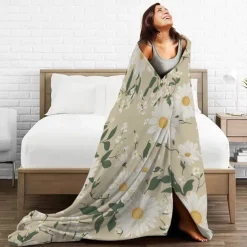 Flower Blanket Soft and Cozy Throw Blanket Featuring Delicate Daisy Design Perfect for Adding Comfort and Charm to Your Bedroom or Living Room Decor