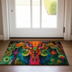 Flower Landscape Doormat Floor Mats Washable Rugs Kitchen Mat Non-Slip Oil Proof Rug Indoor Outdoor Mat Bedroom Decor Bathroom Mat Entrance Rug