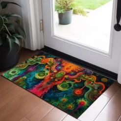 Flower Landscape Doormat Floor Mats Washable Rugs Kitchen Mat Non-Slip Oil Proof Rug Indoor Outdoor Mat Bedroom Decor Bathroom Mat Entrance Rug