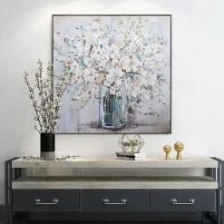 Flower Oil Painting on Canvas handmade Abstract Floral Painting hand painted Minimalist Wall Art Custom Painting Modern artwork paintings for Living Room bedroom wall Decor Gift