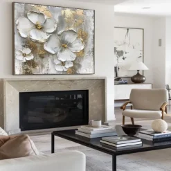 Flower Oil Painting on Canvas handmade Abstract Floral Painting hand painted Minimalist Wall Art Custom Painting Modern artwork paintings for Living Room bedroom wall Decor Gift