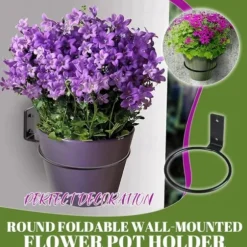 Flower Pot Holder Ring Wall Mounted Metal Flower Pot Hangers Wall Hanger Bracket Rings Black Planter Bracket for Home, Garden, Indoor Outdoor Pots