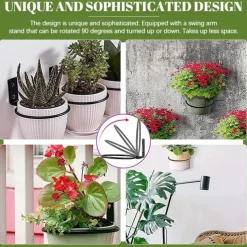 Flower Pot Holder Ring Wall Mounted Metal Flower Pot Hangers Wall Hanger Bracket Rings Black Planter Bracket for Home, Garden, Indoor Outdoor Pots
