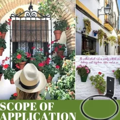 Flower Pot Holder Ring Wall Mounted Metal Flower Pot Hangers Wall Hanger Bracket Rings Black Planter Bracket for Home, Garden, Indoor Outdoor Pots