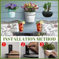 Flower Pot Holder Ring Wall Mounted Metal Flower Pot Hangers Wall Hanger Bracket Rings Black Planter Bracket for Home, Garden, Indoor Outdoor Pots