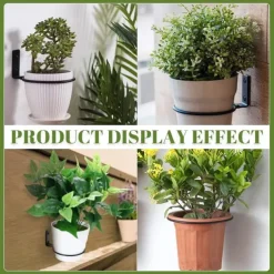 Flower Pot Holder Ring Wall Mounted Metal Flower Pot Hangers Wall Hanger Bracket Rings Black Planter Bracket for Home, Garden, Indoor Outdoor Pots