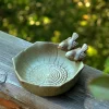 Flower Shaped Bird Feeder Bowl, Creative Resin Bird Bathtub, Garden Resin Ornaments, Bird Seed Feeding Bowl And Water Station, Ornaments Decoration For Indoor Desktop Outdoor Lawn Yard Garden