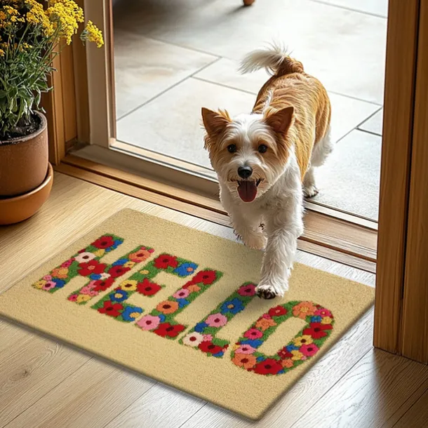 Flower Welcome Doormat Kitchen Mat Floor Mat Non-Slip Area Rug Oil Proof Rug Indoor Outdoor Mat Bedroom Decor Bathroom Mat Entrance Rug Spring Summer