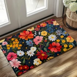 Flowers Doormat Floor Mats Washable Rugs Kitchen Mat Non-Slip Oil Proof Rug Indoor Outdoor Mat Bedroom Decor Bathroom Mat Entrance Rug