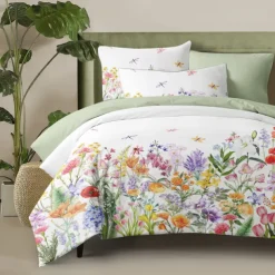 Flowers Duvet Cover 100% Cotton Full Size Bedding Set Bed Sets Quilt Cover Soft Lightweight Comforter Cover with 2 Pillowcases for All Season