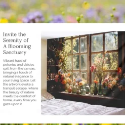 Flowers on Window Wall Hanging Tapestry Wall Art Large Tapestry Mural Decor Photograph Backdrop Blanket Curtain Home Bedroom Living Room Decoration