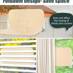 Foldable Anti-Anxiety Cat Hammock,Cordless Cat Window Perch, Cat Hammock with 4 Suction Cups, Solid Metal Frame and Reversible Cover, Foldable Cat Beds for Indoor Cats